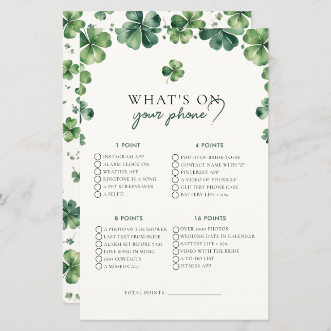 Lucky Love What On Your Phone Fête des mariées Gam (Devant / Derrière)