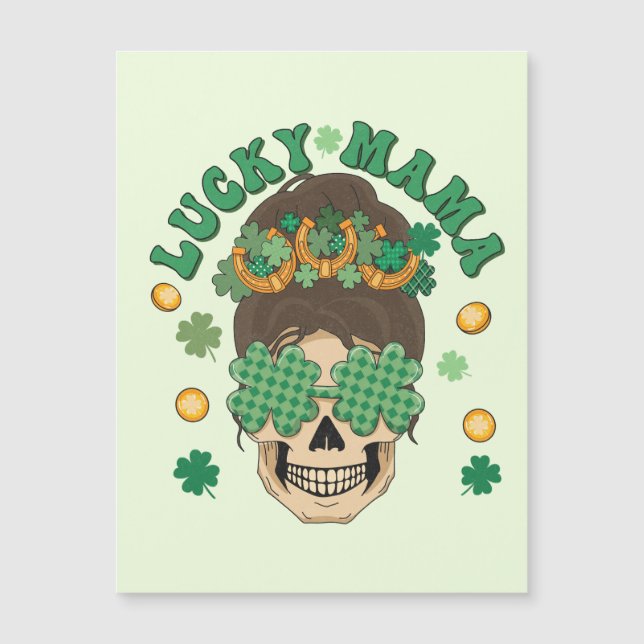 Lucky Mama Skeleton avec Clovers et Horseshoes (Devant)