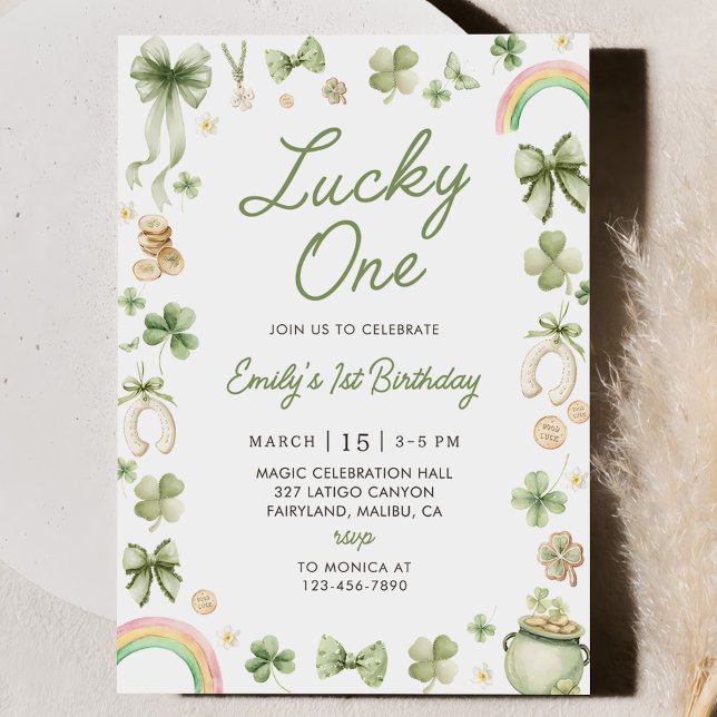 Lucky One 1st Birthday St Patrick's Day Invitation (Créateur téléchargé)