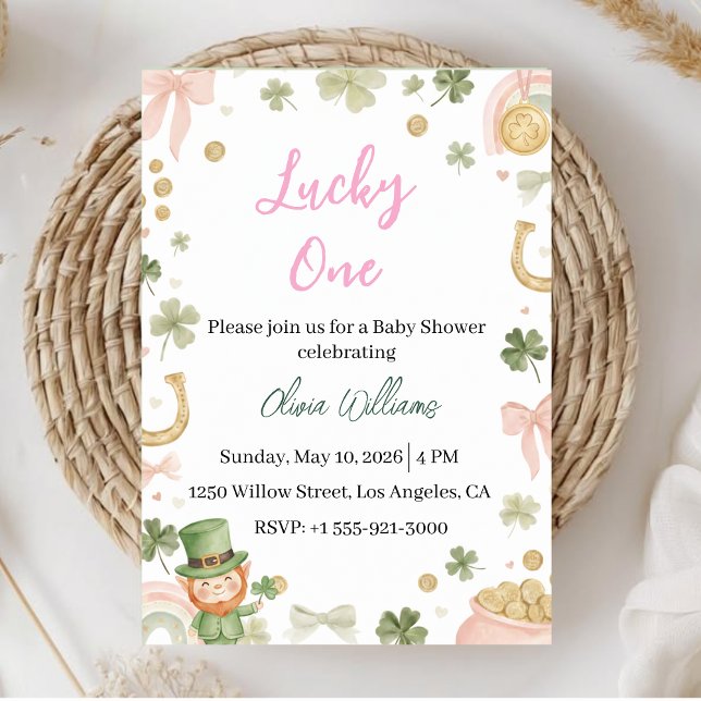 Lucky One Baby Shower Invitation Shamrock Theme (Créateur téléchargé)