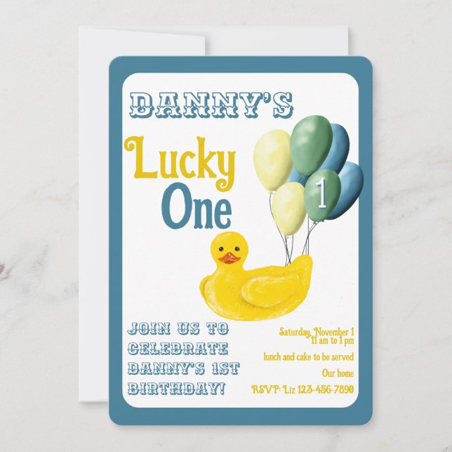 Lucky One First Birthday Invitation (Devant)