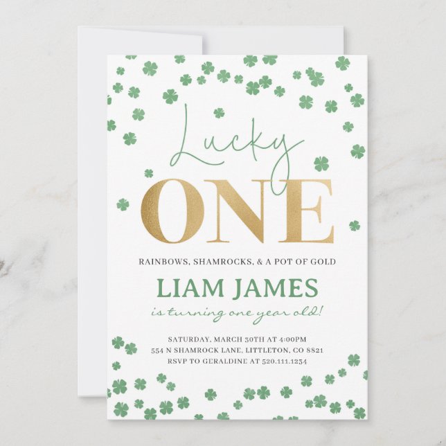 Lucky One First Birthday St. Patrick's Invitation (Devant)