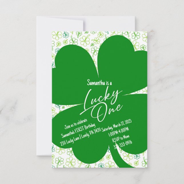Lucky One Shamrock First Birthday Invitation (Devant)