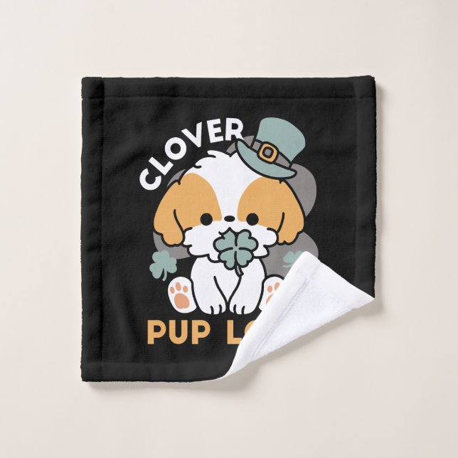 Lucky Pup with Clover - St. Patrick's Day Cadeau (Gant de toilette)