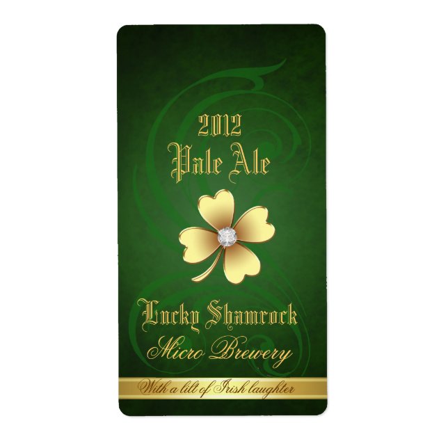 Lucky Shamrock Elegant Gold Beer Étiquette (Devant)