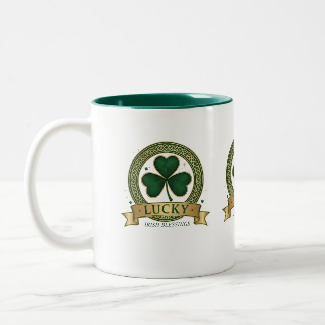 Lucky Shamrock Irish Clover St Patricks Mug Design (Gauche)