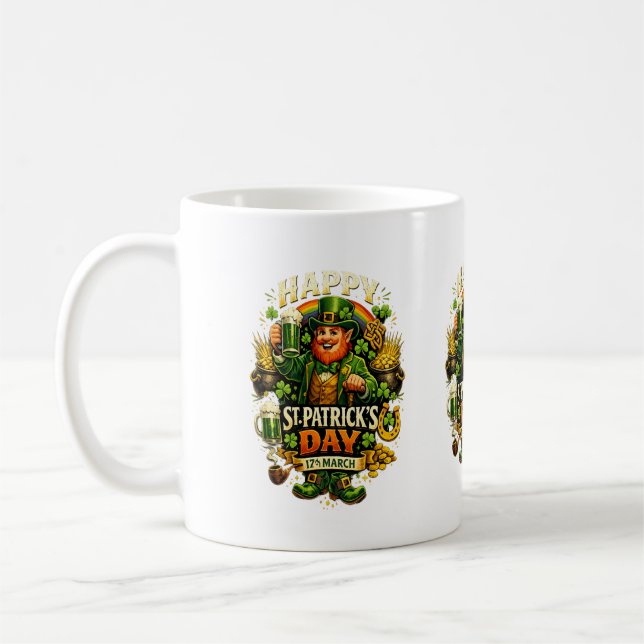 Lucky St. Patrick’s Day Green Shamrock Mug – Irish (Gauche)