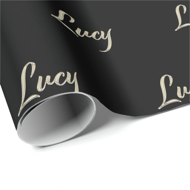 Lucy papier cadeau doré blanc écriture manuscrite (Coin rond)