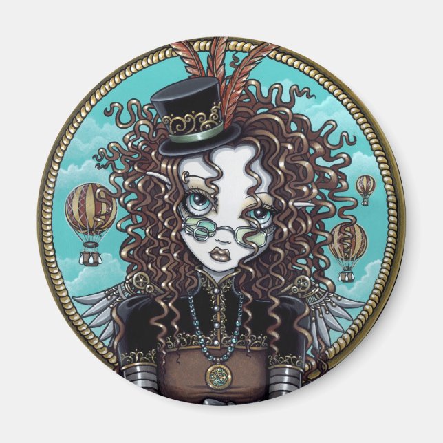 "Lucy" Steam Punk Air Balloon Fairy Art Magnet (Devant)