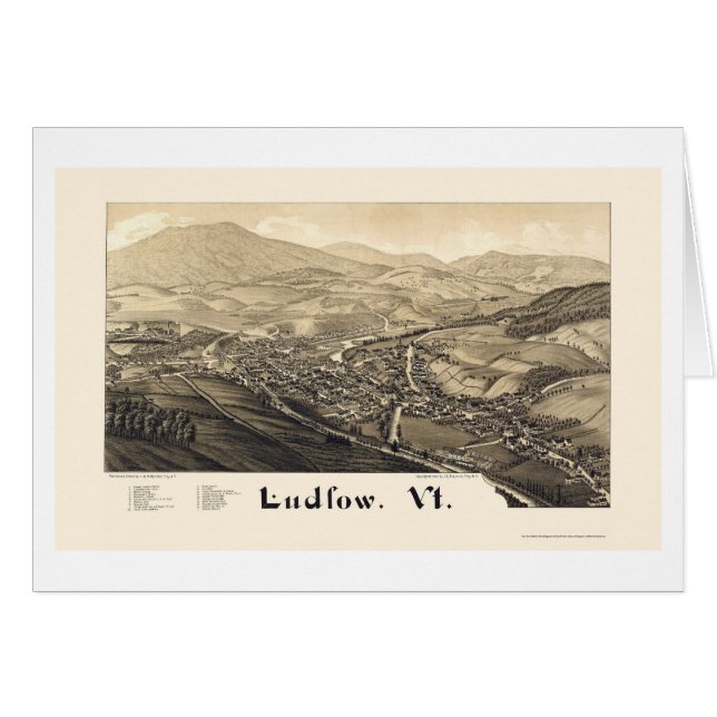 Ludlow, carte panoramique de VT - 1885 (Devant horizontal)