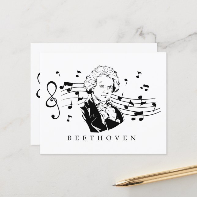 Ludwig van Beethoven Portrait et buste avec des no (Devant/Arrière en situation)