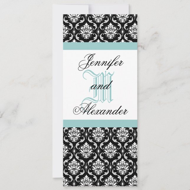 lue Monogramme Mariage Damask Invitation (Devant)