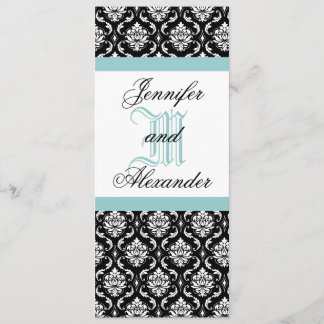 lue Monogramme Mariage Damask Invitation