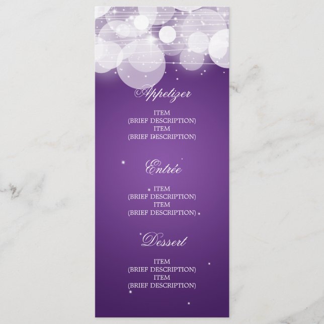 Lueur de menu de mariage et pourpre élégants (Devant)