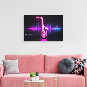 Lueur de saxophone néon – Art mural musical futuri