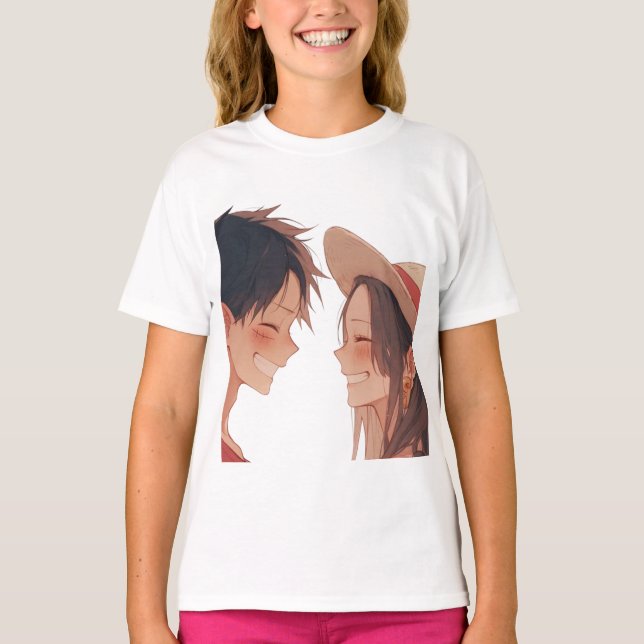 Luffy & Boa Hancock Girls’ T-Shirt – One piece (Devant)