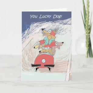 Luge tirée par des chiens - carte d'anniversaire