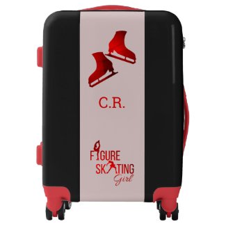 Luggage Figure Skating girl red monogram