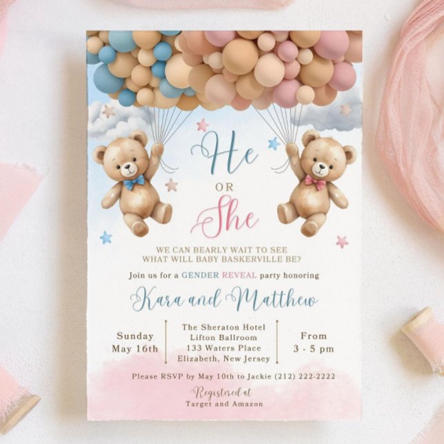 Lui ou Elle Porte Invitation Baby shower, Nous Pou (Créateur téléchargé)