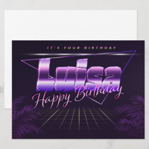 Luisa Nom carte rétro lilas pour l'anniversaire