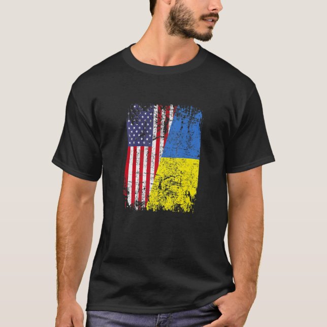 L'UKRAINIEN RACINE TSHIRT | Drapeau semi-américain (Devant)