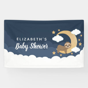 Lullaby Baby Sloth Moon Baby shower bannière