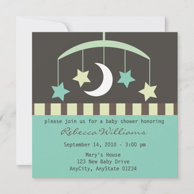 Lullaby Baby Stars et Moon Mobile Invitation (Devant)