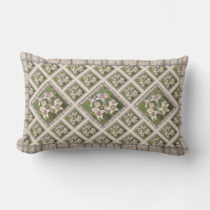 Lumbar Lance Oreiller avec de belles fleurs croisé