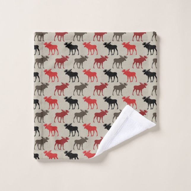 Lumber Red Black Gray Moose Silhouette Antler Deer (Gant de toilette)
