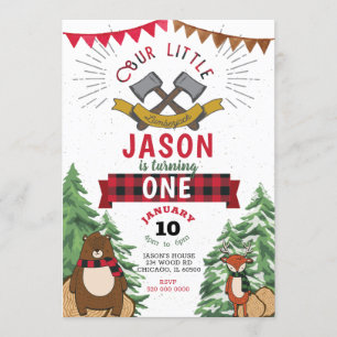 Lumberjack 1er anniversaire Invitation