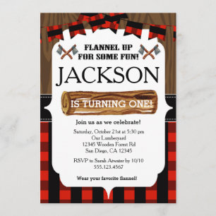 Lumberjack 1er Anniversaire Invitation