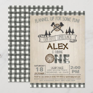 Lumberjack 1er Anniversaire Invitation - Blanc