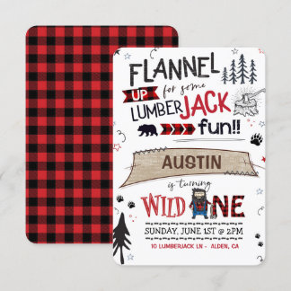 Lumberjack Anniversaire Invitation Buffalo Plaid B