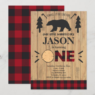 Lumberjack Flannel 1er anniversaire Invitation