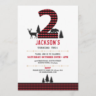 Lumberjack Flannel 2e Deux 2 Invitation de fête d'