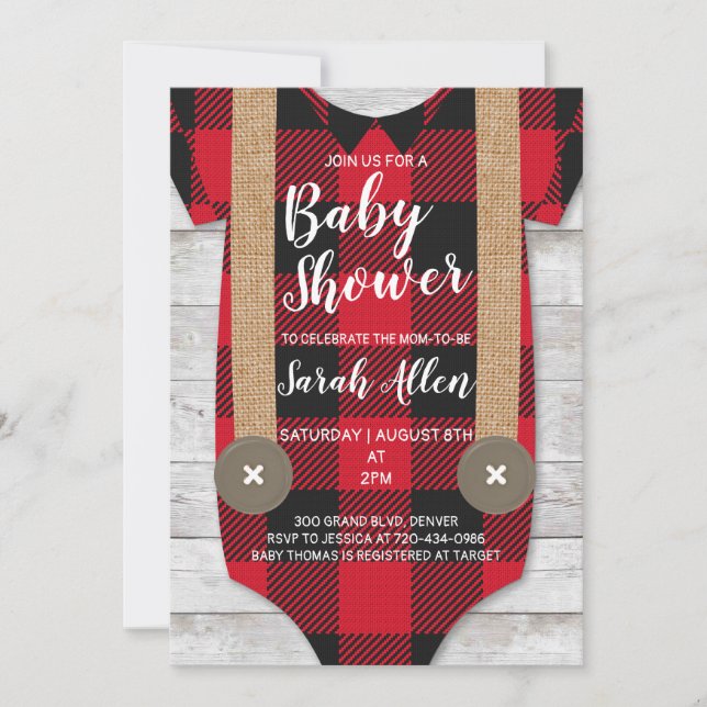 Lumberjack Flannel Boy Baby shower Invitation (Devant)
