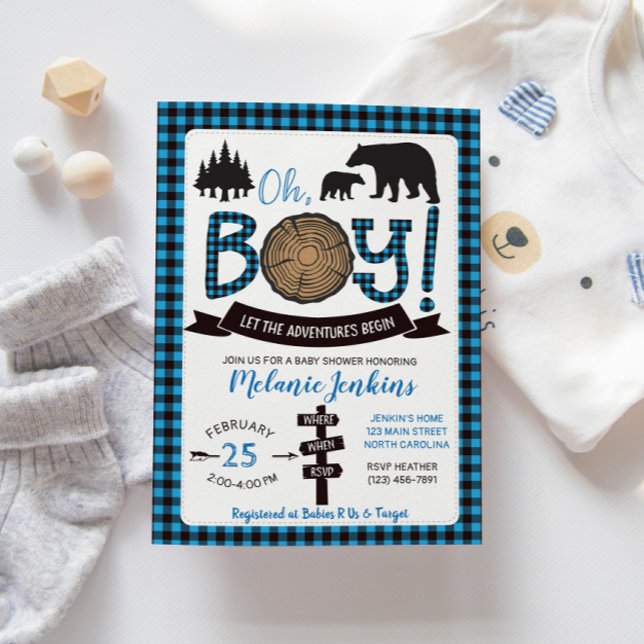 Lumberjack Flannel Garçon Baby shower Invitation O (Créateur téléchargé)