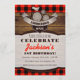 Lumberjack Flannel Woodsy Boy Invitation d'anniver