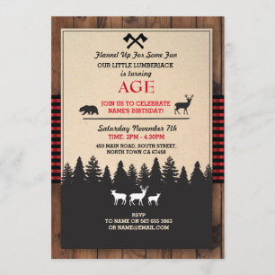 Lumberjack Invitation d'anniversaire TOUT ÂGE Invi