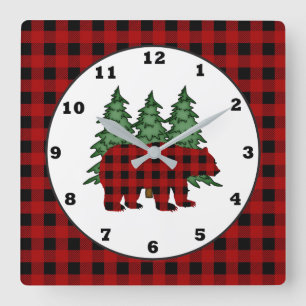 Lumberjack motif Pays ours horloge murale