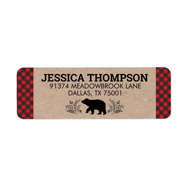 Lumberjack Oear Kraft Plaid Étiquette de adresse (Devant)