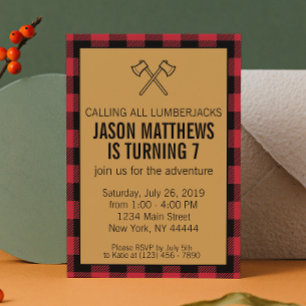 Lumberjack Plaid Invitation d'anniversaire