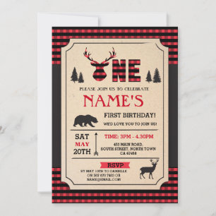 LUMBERJACK PREMIER ANNIVERSAIRE INVITATION WOODLAN