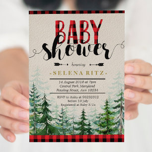 Lumberjack Red Plaid Boy Baby shower Invitation