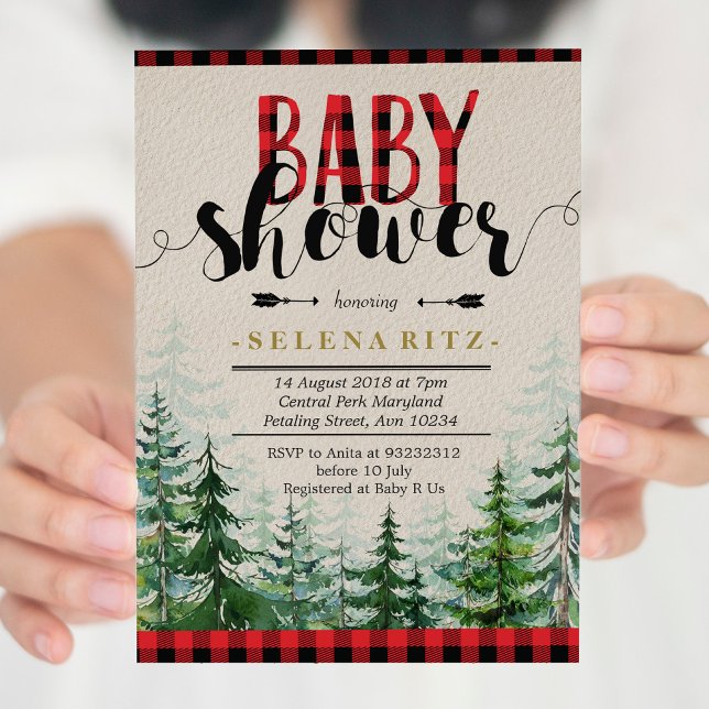 Lumberjack Red Plaid Boy Baby shower Invitation (Créateur téléchargé)