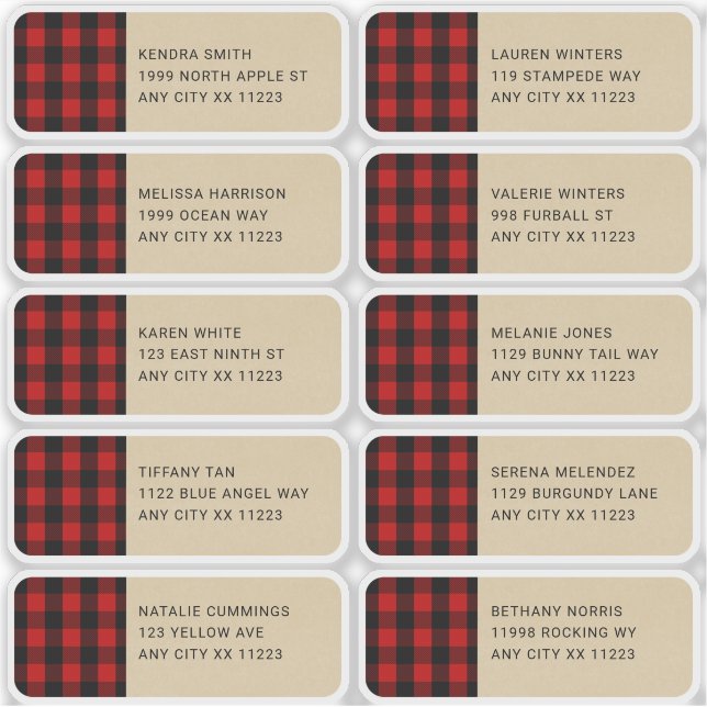 Lumberjack Red Plaid Kraft Étiquettes de adresse i (Devant)