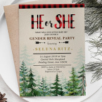 Lumberjack Rouge Plaid Genre Reveal Invitation