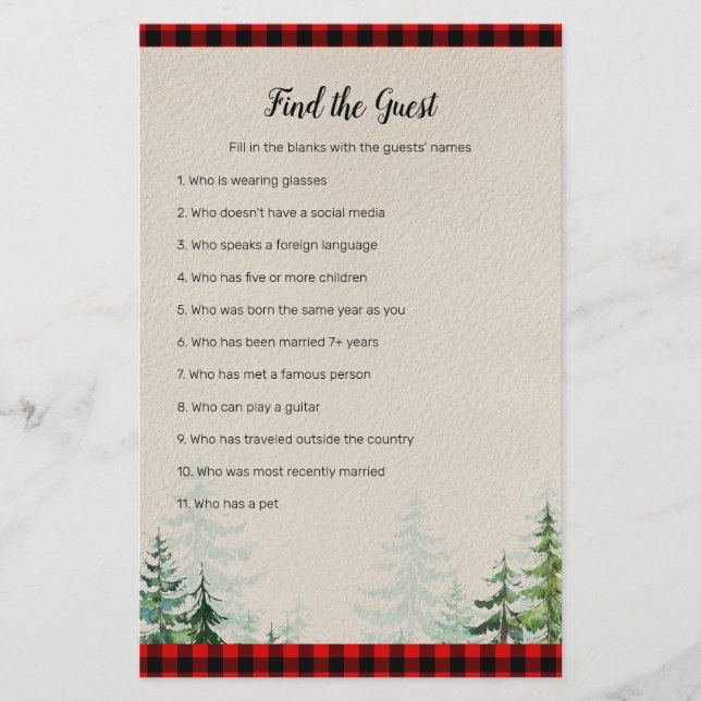 Lumberjack Watercolor Trouvez le jeu Invité (Devant)