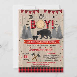 Lumberjack Woodland Ours Bébé Douche Invitations