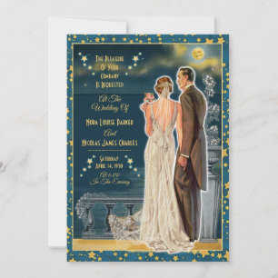 Lumière de la lune Romance Mariage Invitations - B